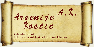 Arsenije Kostić vizit kartica